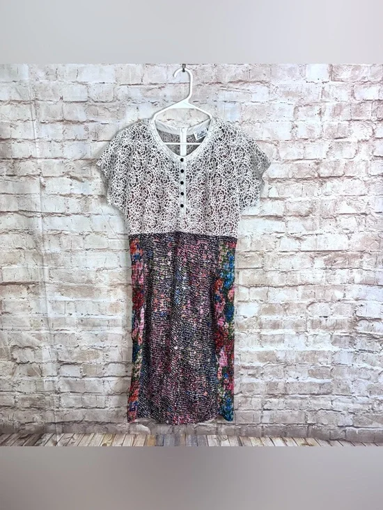 Anthropologie Beguile Byron Lars Lace Study Floral Dress Size 8 - Picture 2 of 6